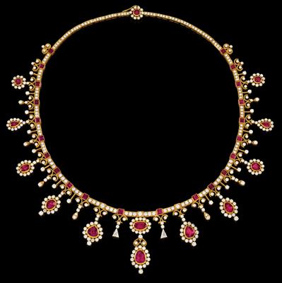 A brilliant and ruby necklace - Jewellery