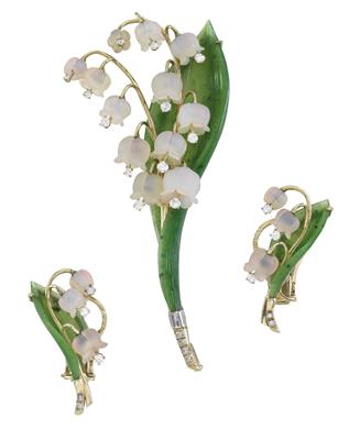 A brilliant and gemstone ‘lily of the valley’ jewellery set - Gioielli