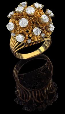 A brilliant ring total weight c. 3 ct - Jewellery