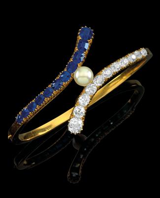 A diamond and sapphire bangle - Klenoty