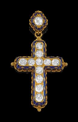 A diamond cross pendant, total weight c. 8.50 ct - Gioielli
