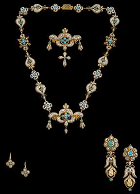 A parure with seed pearl and imitation stones - Gioielli