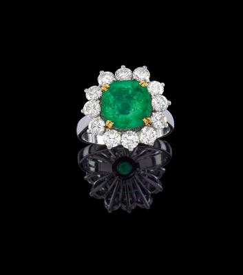 A René Kern brilliant and emerald ring - Jewellery