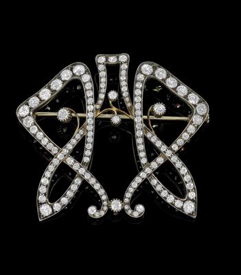 An old-cut diamond brooch, total weight ca. 6,40 ct - Jewellery