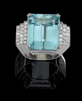 An aquamarine ring ca. 30 ct - Klenoty