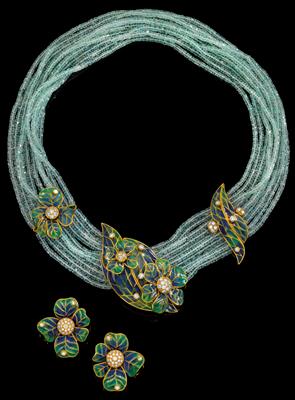 A brilliant and aquamarine jewellery set - Klenoty