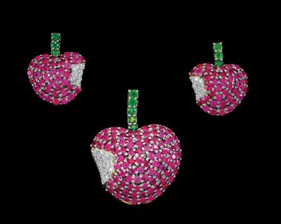 A ruby jewellery set - Apples - Klenoty