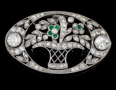 An Art Deco diamond brooch total weight c. 1.20 ct - Jewellery