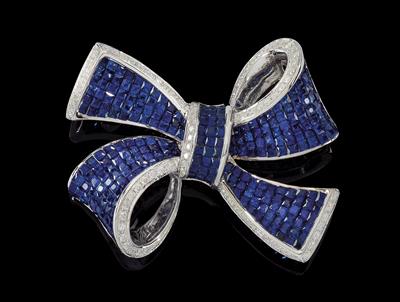 A brilliant and sapphire brooch - Klenoty