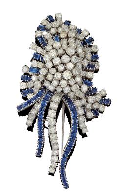 A brilliant and sapphire brooch - Klenoty