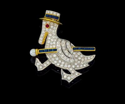 A brilliant brooch in the shape of a duck - Klenoty