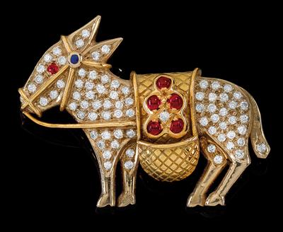 A brilliant brooch in the shape of a donkey - Jewellery