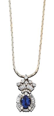 A diamond necklace with untreated sapphire c. 5.40 ct - Gioielli