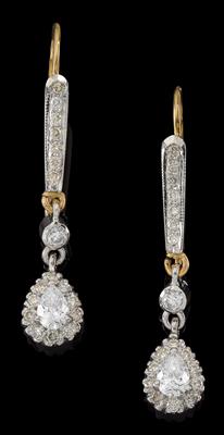 A pair of diamond ear pendants, total weight c. 0.75 ct - Jewellery