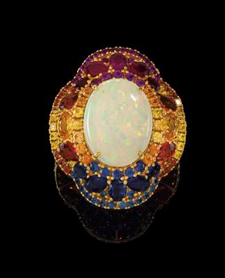 A opal and coloured stone ring - Jewellery