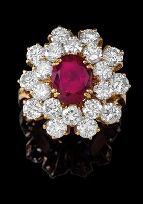 A ring with untreated ruby, c. 3.30 ct - Jewellery