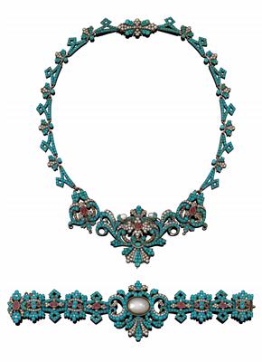 A turquoise jewellery set - Klenoty