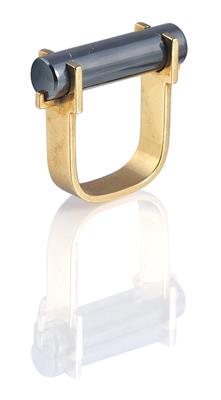 Friedrich Becker haematite ring - Friedrich Becker - gold, stainless steel, kinetics
