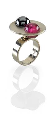 Friedrich Becker kinetic tourmaline haematite ring - Friedrich Becker - gold, stainless steel, kinetics