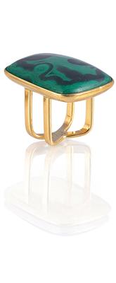 Friedrich Becker malachite ring - Friedrich Becker - gold, stainless steel, kinetics