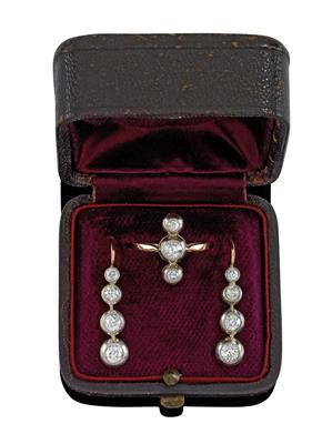 An old-cut brilliant jewellery set total weight c. 2.40 ct - Klenoty