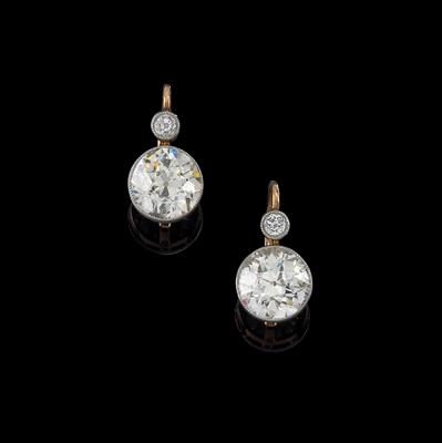 A pair of old-cut diamond earrings, total weight c. 3.10 ct - Jewellery