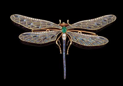 A brilliant and gemstone dragonfly brooch - Gioielli
