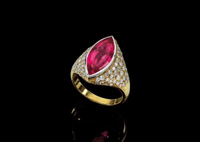 A brilliant and rubellite ring - Jewellery