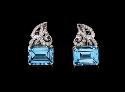A pair of brilliant and topaz ear clips - Klenoty