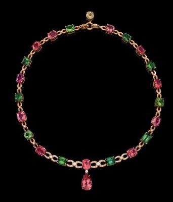 A brilliant and tourmaline necklace - Jewellery