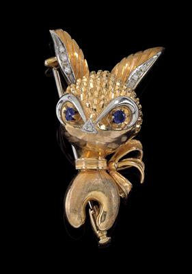 A diamond and sapphire hare brooch - Klenoty