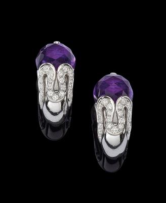 A pair of amethyst and brilliant ear clips by Gianni Versace - Klenoty