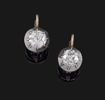A pair of old-cut brilliant earrings total weight c. 2.30 ct - Klenoty
