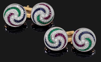 A pair of brilliant and gemstone cufflinks - Klenoty