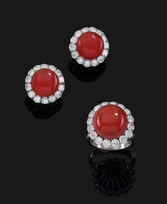 A brilliant and coral jewellery set - Jewellery