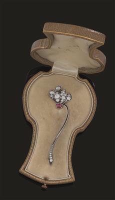 A brilliant and ruby brooch - Gioielli