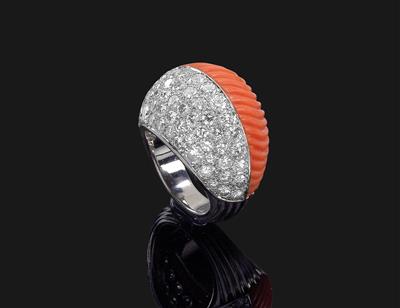 A brilliant and coral ring by Cartier Jewellery 2017 06 01 Realized