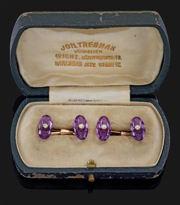 A pair of diamond and amethyst cufflinks - Klenoty