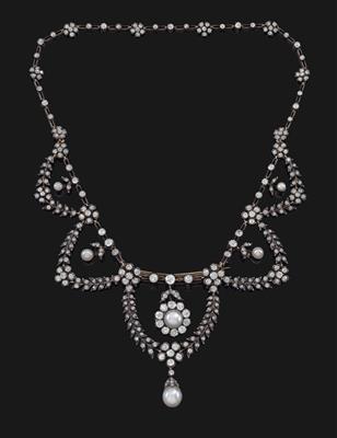 A transformable Oriental pearl and diamond necklace - Gioielli