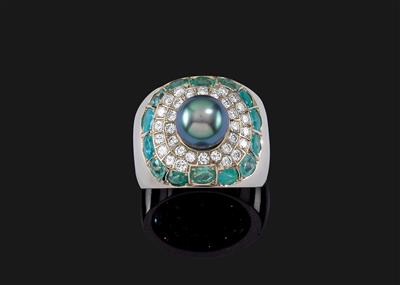 A ring with Paraiba tourmalines total weight c. 2.20 ct - Gioielli