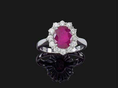 A ring with an untreated Burmese ruby 2.75 ct - Klenoty