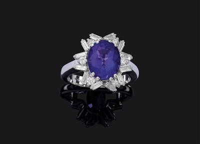 A ring with an untreated colour-change sapphire c. 5.50 ct - Gioielli