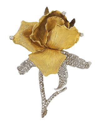 A diamond floral brooch by Buccellati, total weight c. 2 ct - Klenoty