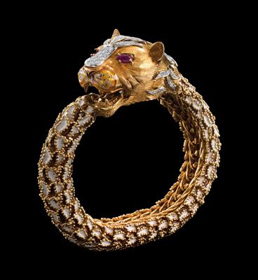 A diamond and ruby lion bracelet - Klenoty