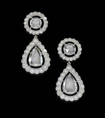 A pair of diamond stud pendant earrings total weight c. 8.85 ct - Jewellery