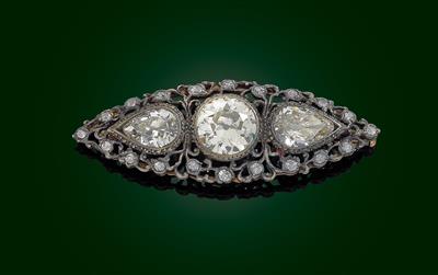 An old-cut diamond brooch total weight c. 3.80 ct from an old European aristocratic collection - Jewellery