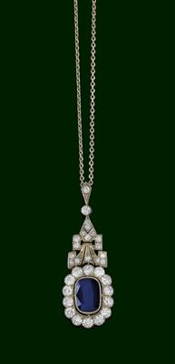 A diamond and sapphire pendant - Gioielli