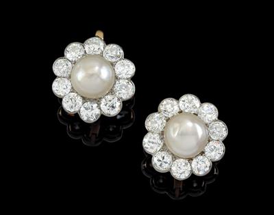 A pair of brilliant and cultured pearl ear pendants - Jewellery
