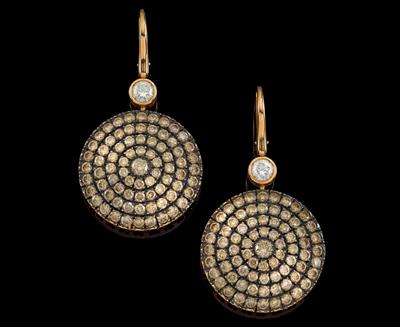 A pair of brilliant ear pendants total weight c. 7.40 ct - Klenoty