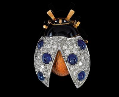 A brilliant and sapphire brooch in the shape of a ladybug - Gioielli